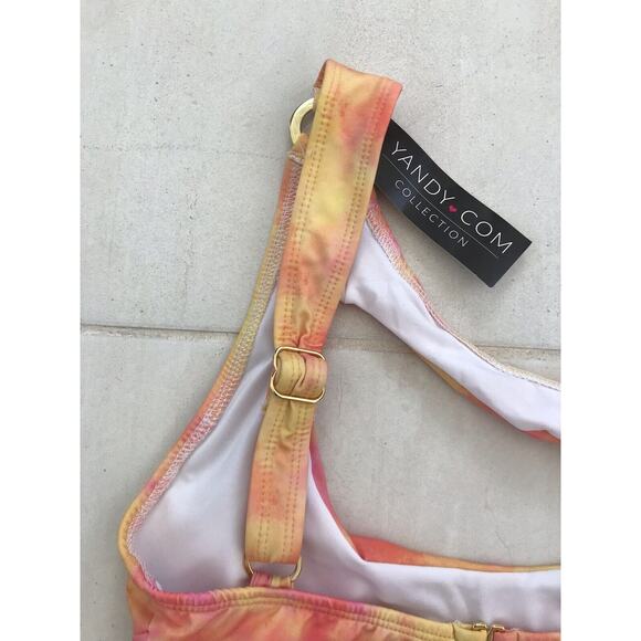 Yandy Swim Bikini Set Sunset Daydream Tie Dye High Waist Cut Out Swimwear - Picture 11 of 11